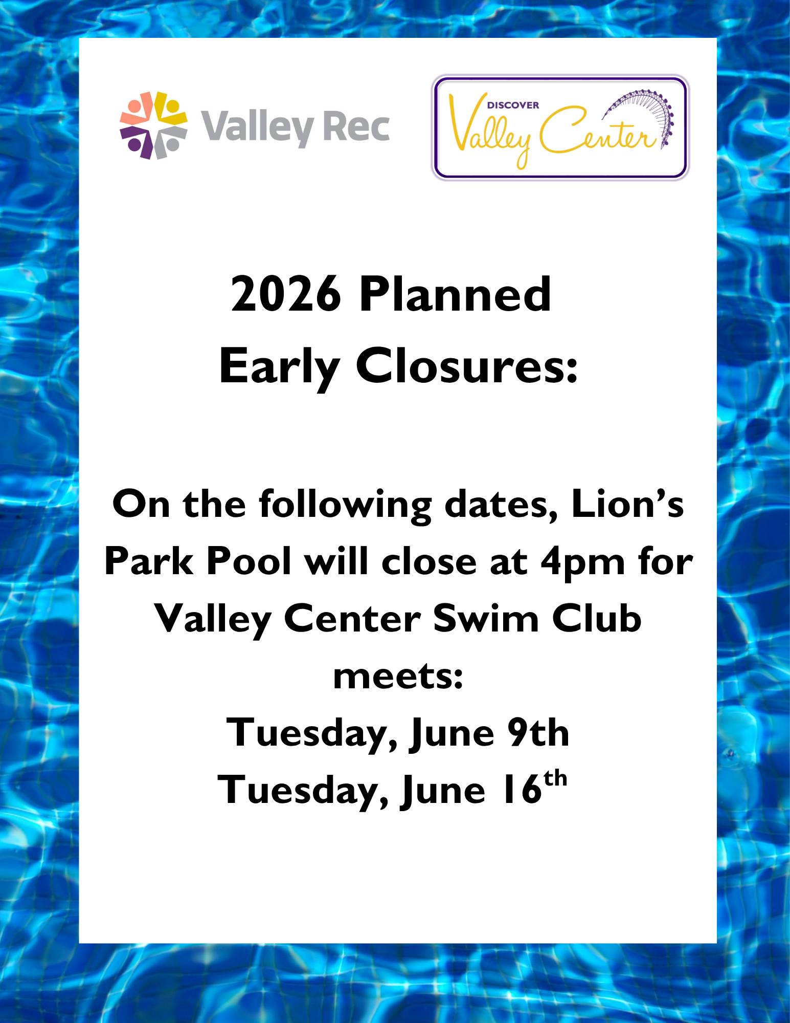 Lions Park Pool Early Closure Dates 2026 - Copy
